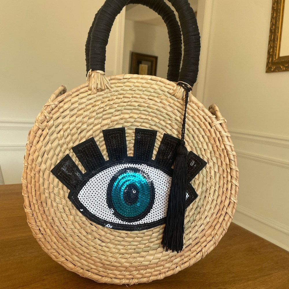 Del Rio Woven Tote with Turquoise Eye